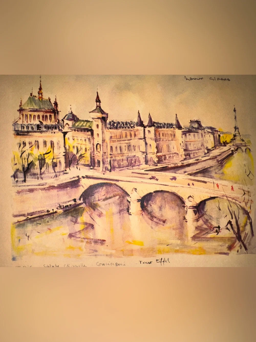 Gold Framed Watercolor Cityscape Paris Maris Girard Print Wall Art - Picture 5 of 6